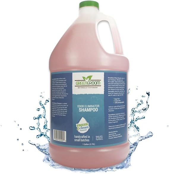 Green Groom Pet Odor Eliminator Dog Shampoo for Smelly Dogs, 1 Gallon, 32:1 | Concentrate Makes 32 Gallons, Odortrol Deodorizing Grooming Wash, Wet Dog Smell Remover, Fresh Scent, Natural Antioxidants