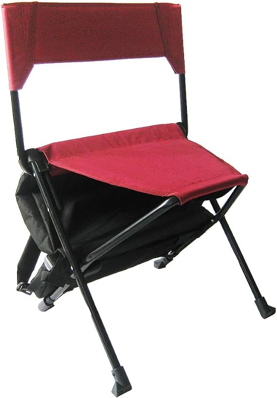 Zenree Portable Durable Folding Backpack Chair, Red - Perfect for Camping, Sporting Events, Campfires, Hiking, and Outdoor Recreation, Built in Pockets for Storage