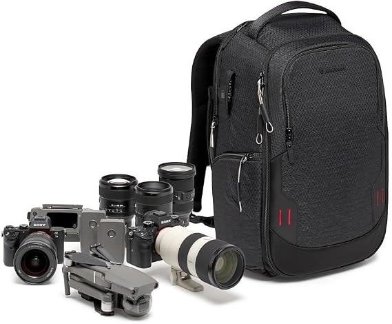 Manfrotto PRO Light Frontloader M, Profesyonel Kamera Sırt Çantası, Yan ve Önden Erişim, Tripod Montajı, Değiştirilebilir Bölücülü Dolgulu Sırt Çantası, Siyah
