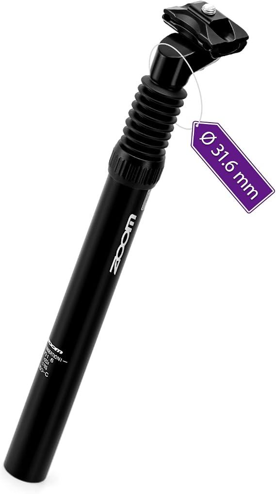 Zoom Bike Suspension Seatpost 27.2/30.9/31.6 x 350 mm with Adjustable Clamp | Shock Absorber Damper, Bicycle Seat Post, Aluminum Alloy, 40 mm Travel, Easy install, for E-Bike, MTB, BMX, Road, 110-220 lb