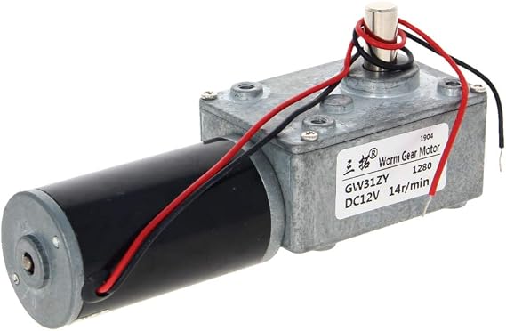 Fielect DC 12V 14RPM Worm Geared Electric Motor High Torque Turbine Reduction Motor, Single Shaft GW31ZY