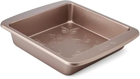 Dolly Parton Butterfly Stamp Square Cake Pan Carbon Steel Nonstick Bakeware with Textured Butterfly Design, Durable Rolled Rim, Oven Safe to 450F, Perfect for Cakes, Cheesecakes and Savory Bakes