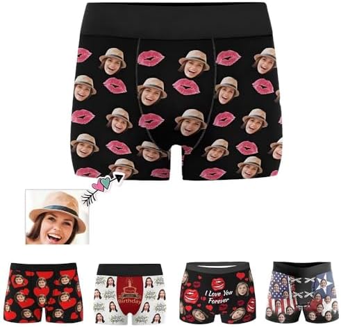 Custom Boxer briefs with Face Customized Print Underwear,for Men Personalized Gifts for,Husband ,Valentines Day