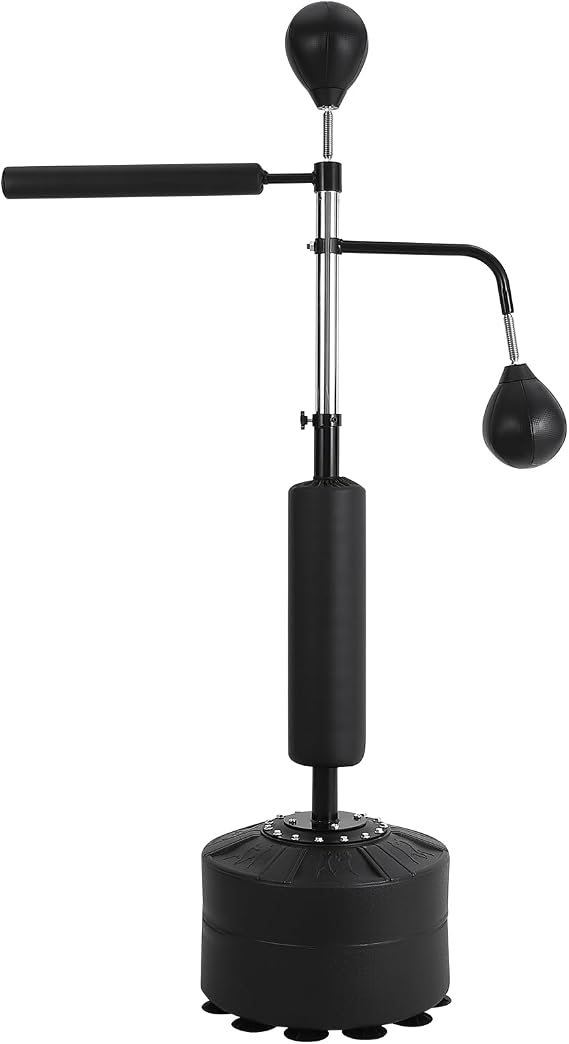 Boxing Speed Trainer, Punching Bag with Stand, Reflex Boxing Bag with Adjustable Height, Free Standing Strike Bag Set with Gloves for Teens & Adults, Workout Speed Bag for Home Gym Training