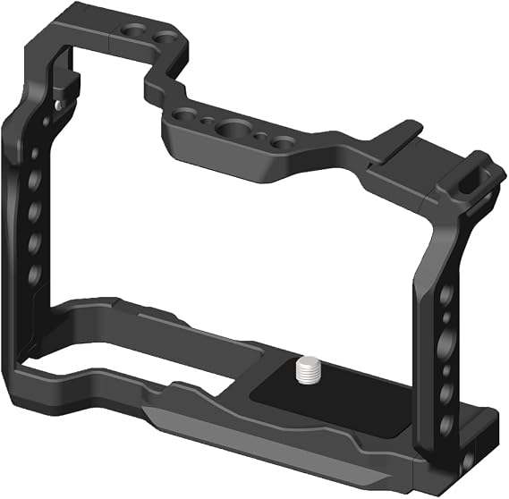 Camera Cage Compatible with Canon EOS R50, EOS R100, Camera Support Holder Bracket with Arca-Swiss Fit Quick Release Plate, Aluminum Alloy DSLR Rig Stabilizer with Cold Shoe, 1/4" & 3/8 & ARRI Holes