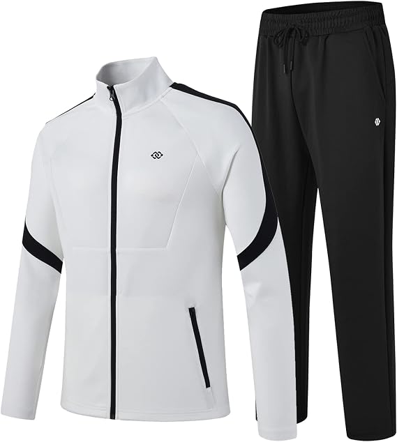 MoFiz Mens Casual Tracksuit Set Full Zip Jacket Athletic Track Pant 2 Pieces