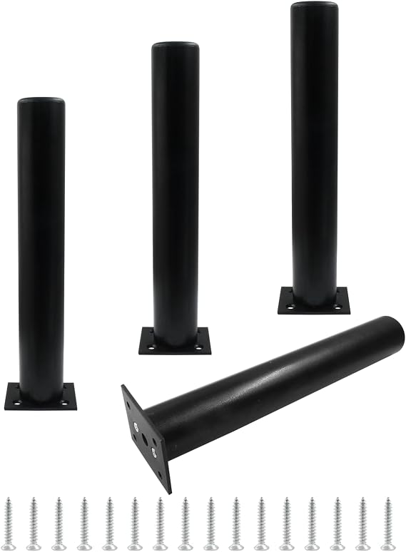 4 Pcs 10 250mm Aluminum Alloy Furniture Legs with Screws Metal Adjustable Furniture Support Feet for Table Desk Chair Sofa Shelves, Matte Black