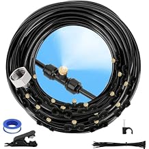Misting Cooling System, DIY 98.5FT(30M) Misting Line +30 Brass Mist Nozzles+ a Brass Connector(3/4'') Outdoor Mister System for Patio Waterpark Garden Trampoline Greenhouse