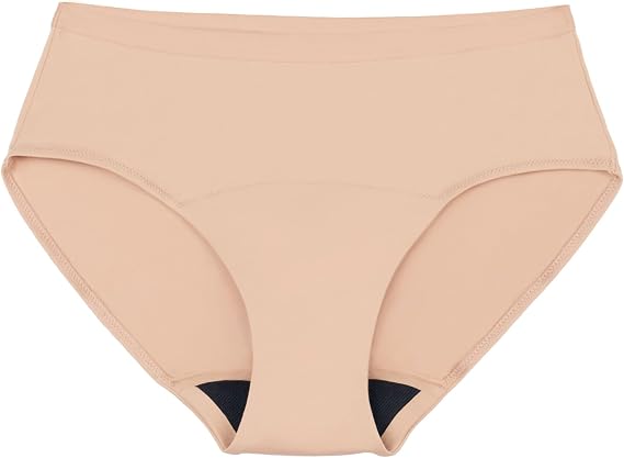 Thinx for All Leaks Hip-Hugger Underwear, Holds up to 100ml or 6tbps or 1/4 Cup Worth of Liquid*, Light Absorbency Incontinence Underwear for Women, Feminine Care, Beige, 5XL