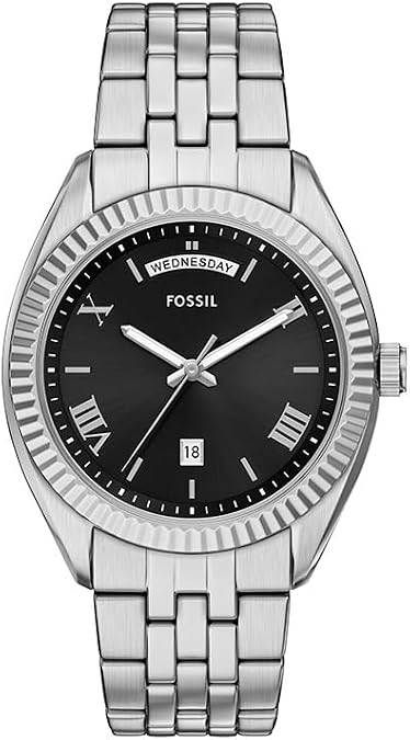 Fossil Campbell Three-Hand Day-Date Stainless Steel Watch for Men