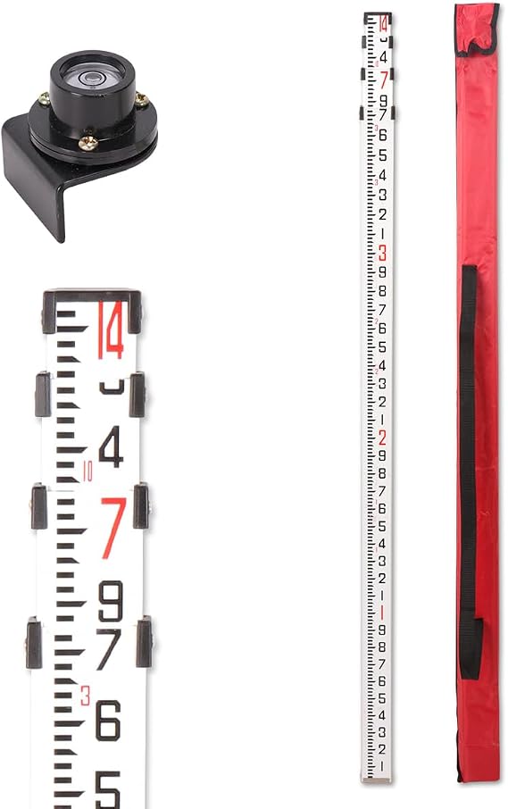 GEOLENI Aluminum Grade Rod - 8ths, with Carrying Case and Rod Leve (14 Foot)