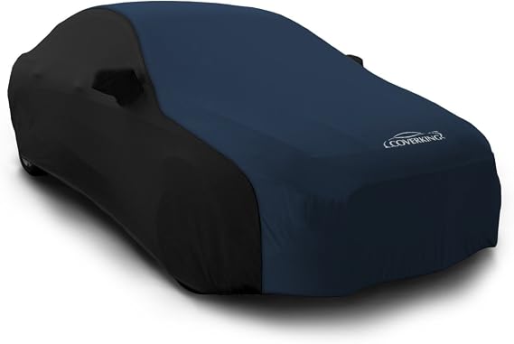 Coverking Custom Car Cover for Select Lincoln Zephyr Models - Satin Stretch (Dark Blue with Black Sides)