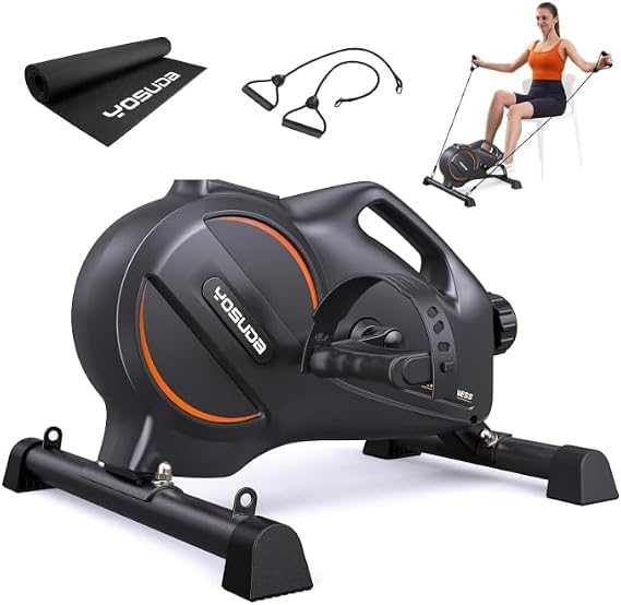 YOSUDA Under Desk Bike with 16-Level Magnetic Resistance & Bluetooth App | Pedal Exerciser with Mat & Resistance Bands, Mini Exercise Bike for Adults & Seniors, Arm and Leg Machines for Office & Home