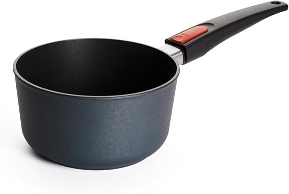 Woll Diamond Lite Stieltopf - Induktiv - Ø 18 cm 9.5 cm hoch 2 Liter mit abnehmbarem Stiel - Geeignet für alle Herdarten Aluminiumguss Antihaft-Versiegelung backofenfest anthrazit