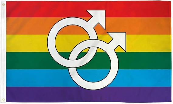 Double Mars Rainbow Flag 3x5 LGBTQIA Gay Pride Double Male Symbol MLM 100D