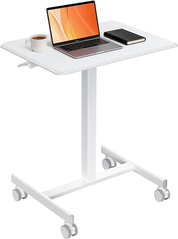 Mobile Standing Desk with Wheels, Small Rolling Desk Adjustable Height
