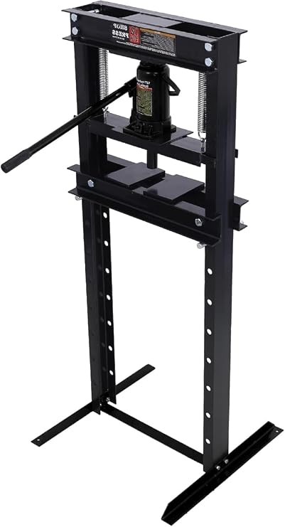 Benchtop Hydraulic Press - Professional-Grade Steel Shop Press with 8-Height Adjustable Workbench, Dual Safety Springs, Pressure Relief Valve & 2 Press Plates for Garage/Workshop (Heavy-Duty)