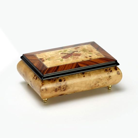 MusicBoxAttic Handcrafted Birds Eye Maple Musical Theme Inlay 18 Note Music Jewelry Box - Many Songs to Choose - Daddy's Little Girl