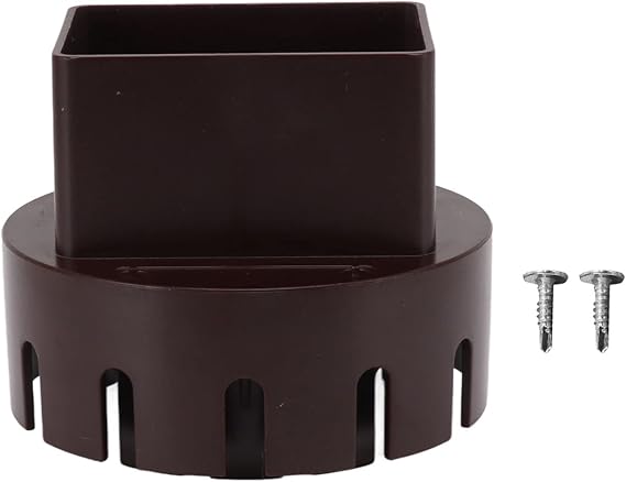 Plastic Downspout Adapter, 3x4 Inch, Brown, Rain Gutter Connector with Screws for Drain Spout Extension