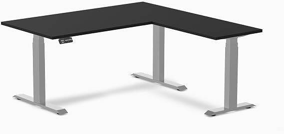 Desky Sigma L-Shape Gaming Desk - 59 Inch, Triple Motor Sit-Stand, Height Adjustable up to 49.2 inches, 440 lbs Capacity, 4 Memory Presets, Gray Frame