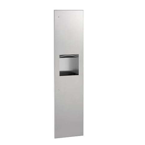 Bobrick 3803 TrimLineSeries Stainless Steel Recessed Paper Towel Dispenser/Waste Receptacle, Satin Finish, 6.3 Gallon Capacity, 13" Width x 55-1/8" Height