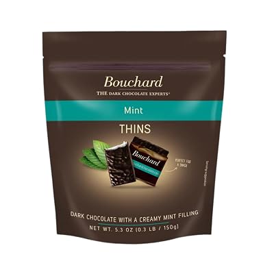 Bouchard Dark Chocolate Mint Thins 72% Cacao 5.3 OZ .3 LB150g