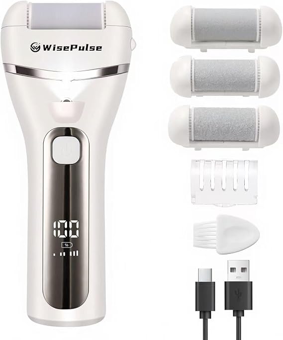 Electric Foot Callus Remover: Rechargeable Portable Electronic Foot File Callus Remover Electric Callus Remover for Feet with 3 Rollers Gifts for Mom Dad Foot Care for Dead Cracked Dry Skin