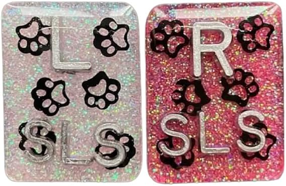 Scattered Paw Print Xray Markers, 2 or 3 Initials, Dog Lover, Pet, Animal, Large Rectangle, Glitter