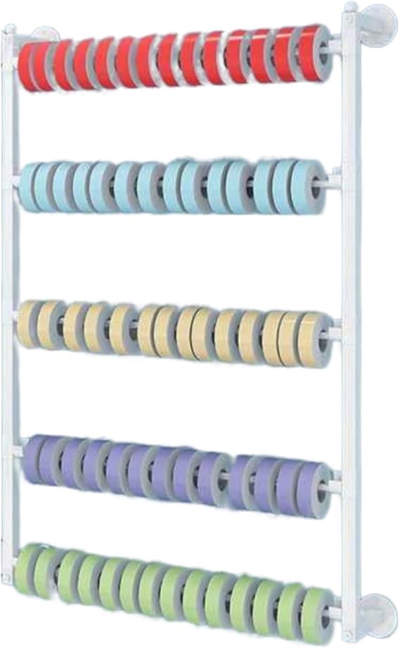 Wall-Mounted Fabric Roll Storage Rack Metal Ribbon Storage Rack, Suitable for Craft Rooms, Cake Shops, Flower Shops(White,75x70x8cm)