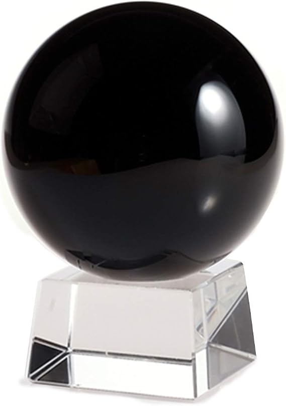 Amlong Crystal Black Crystal Ball 50mm (2 in.) Including Angled Crystal Stand and Gift Package