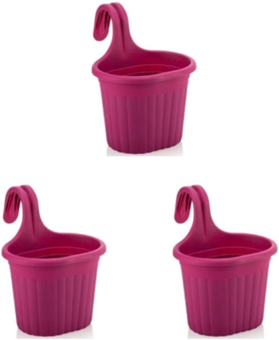 Tom1 Suspended Balcony Flower Pot Set, 3 L, 3 Pieces, Fusya