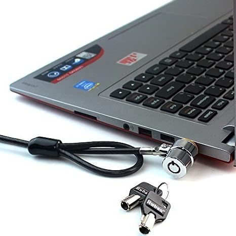 RUBAN Notebook Lock and Security Cable (PC/Laptop) Two Keys 6.2 Foot (Black) only fit Security Slot 1/4 * 1/8 in (7x3mm)