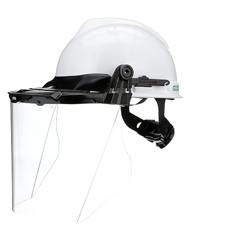 MSA 10118695 V-Gard Accessory System Kit, Includes: White Cap, Frame for Slotted Caps, Clear Polycarbonate (PC) Visor, Superior Impact Protection