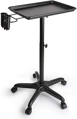 Aluminum Hair Sa-l-on Instrument Sa-l-on Tray Rolling Tray Station Hair-dre-ssing Salon Tray Car Adjustable Height Trolley Black