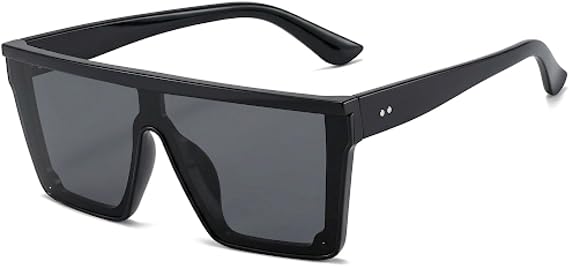 Oversized Sunglasses for Women Men Fashion Square Flat Top Big Black Frame UV Protection Shades