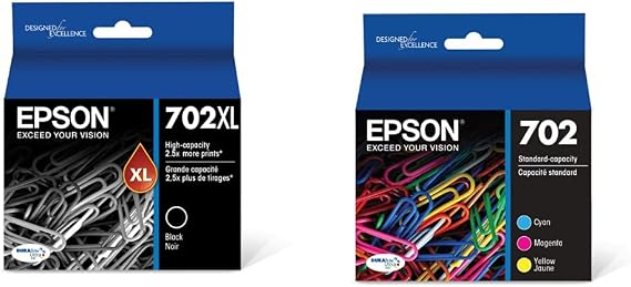 Epson T702XL120-S DURABrite Ultra Black High Capacity Cartridge Ink & T702520-S DURABrite Ultra Color Combo Pack Standard Capacity Cartridge Ink