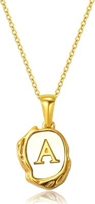 KELMALL Dainty 18K Gold Plated Stainless Steel Initial Necklace for Women-Waterproof Shell Letter Pendant Necklace-Personalized Jewelry Gift