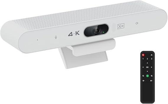TOALLIN 4K All-in-One Conference Webcam with Mic and Speaker | AI Framing & Speaker-Tracking, USB Video Bar, Video Conference Camera for Online Meetings, Video Calls
