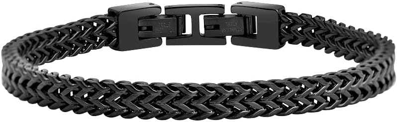 Geoffrey Beene Mens Stainless Steel Double Franco Chain Bracelet with Extension