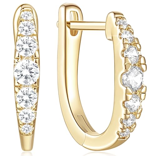 Hoop Earrings Gold Plated Earrings for Womens Hoop Earring Small Thick Exquisite Diamond 16 mm