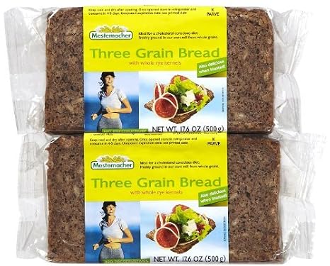 Mestemacher Bread Bread Three Grain 17.6 Ounce , Pack of 12, 17.6 Ounce