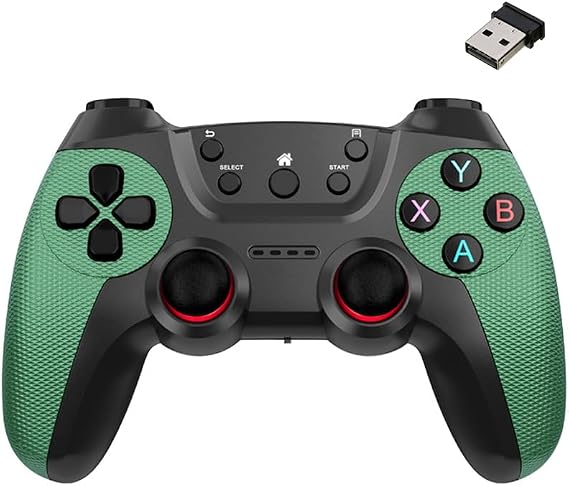 Coverzone 2.4G Kablosuz Gamepad PC Uyumlu Pilli Joystick Wireless Oyun Kolu Kişiselleştirilmiş Düğme, Hassas Trigger Kaymaz Tasarım G2.4G (Yeşil)