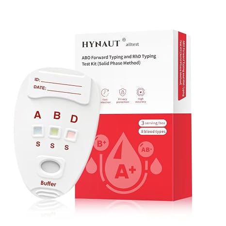 8-Type Blood Group Testing Kit (3 test kit) Rapidly detects Type A, B, O, AB, or RH blood typeResult in one minute Includes safety lancet, micropipette, and cleaning swabs Individually packaged