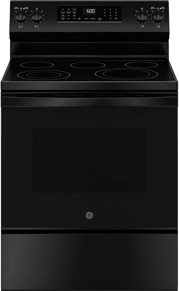 GE 30 in. 5 Burner Smart Convection Range in Black with Air Fry, EasyWash Oven Tray, GRF600AVBB