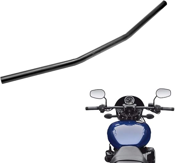 Motorcycle Handlebar 7/8" 22mm Black Drag Straight Bar Cafe Racer Compatible with Honda Kawasaki Yamaha Suzuki Harley Chopper Bobber