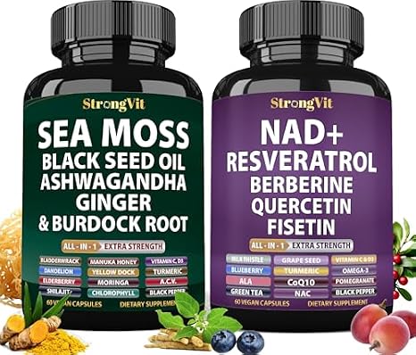 StrongVit Sea Moss Complex & NAD Supplement Bundle (120 Capsules)