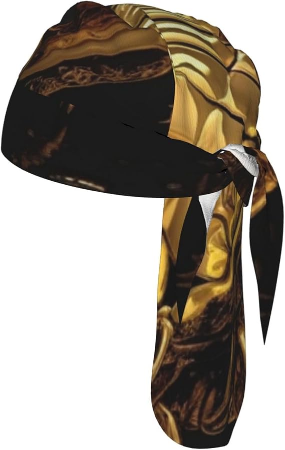 Gold Scorpion Do Rag Cooling Skull Cap Helmet Liner, Quick-Drying Cycling Cap Head Wrap Bandana Breathable Biker Beanie Cap for Men Women Outdoor Novelty Headband