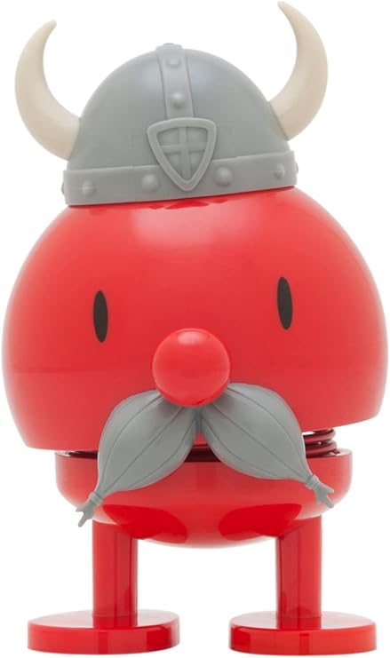 Hoptimist Viking Baby Bumble, Home Decor Ornament - Danish Design, Plastic W/Metal Spring, Small- Creates Cheerful Movement- (Red)