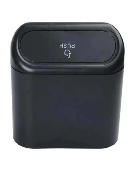 Car Trash Can In-Car Portable Cover Organizer Trash Can Push Cover Bucket
