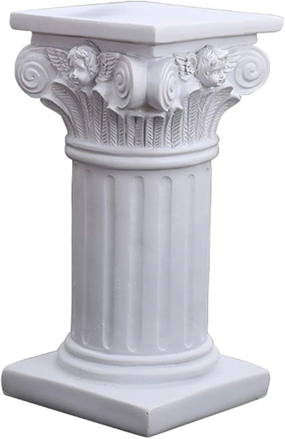 Decorative Greek Columns Resin Roman Pillars Column Decor 3.7x3.5x6.9 Inch Greek Statues Decor White Column Pedestal Stand for Wedding Table Home Decoration Decorative Columns